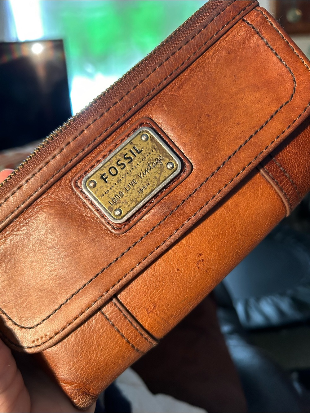 Fossil Brown leather wallet “Long live Vintage”